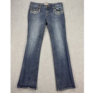 Y2K Angel Jeans Women's 30 Blue Dark Wash Bootcut Tapered Leg Embellished